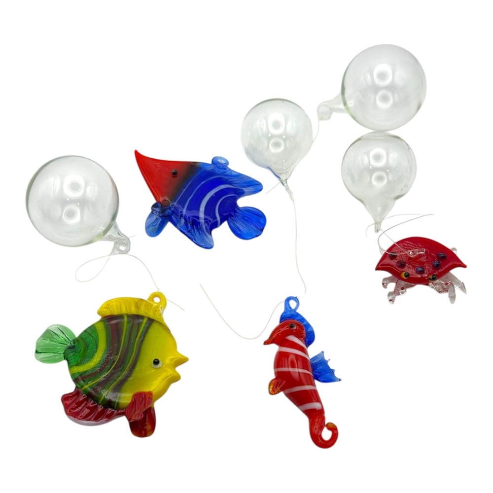 Hand Blown Glass Bubble Fish Assortment Floating Fish Art Sea Creature Figurine